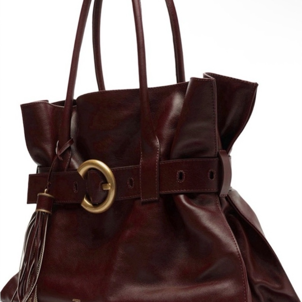 Arezzo Chic Maroon Leather Shoulder Bag with Gold Accent - Picture 3 of 16